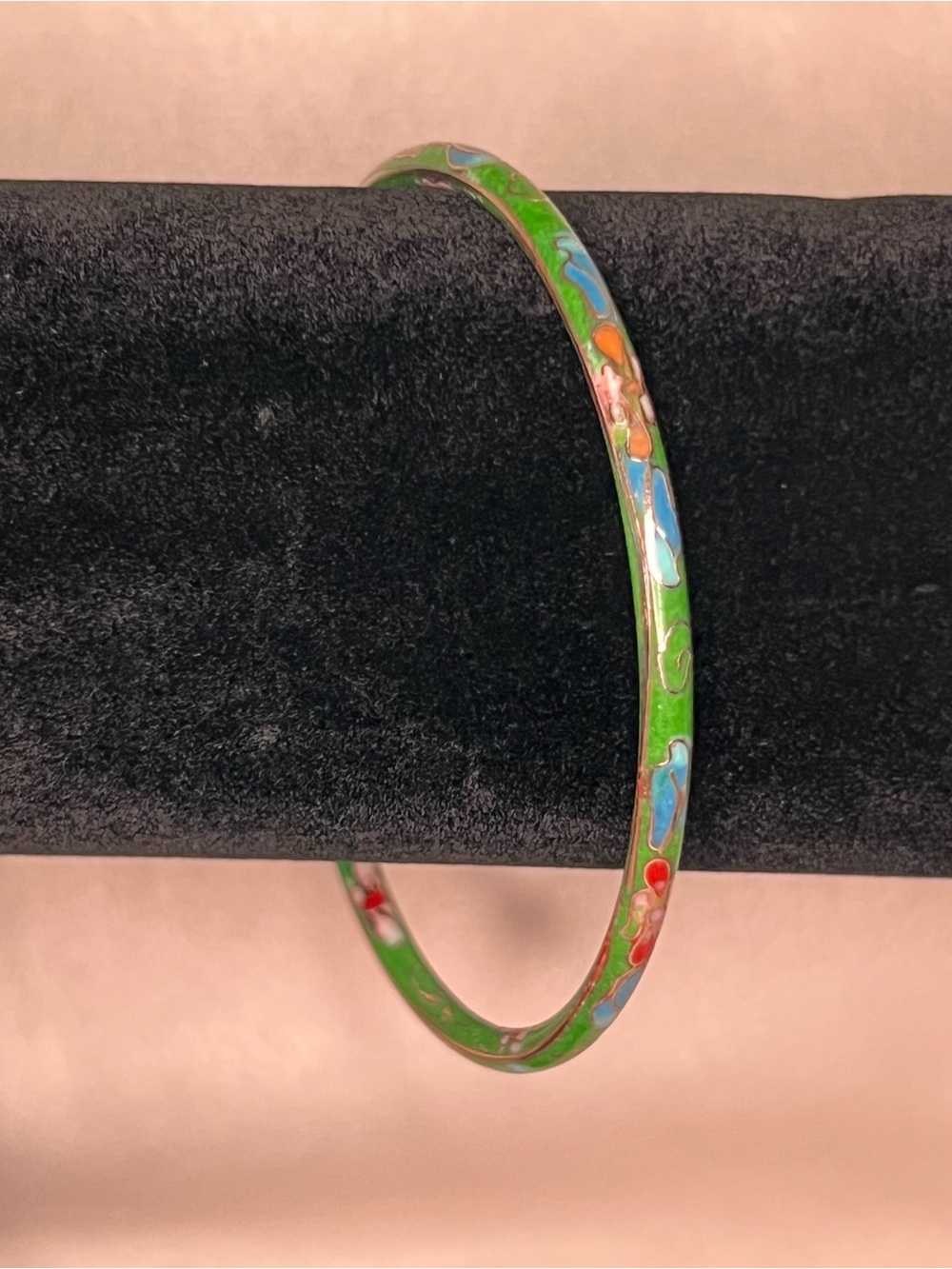 Vintage Green Floral Cloisonné Bangle